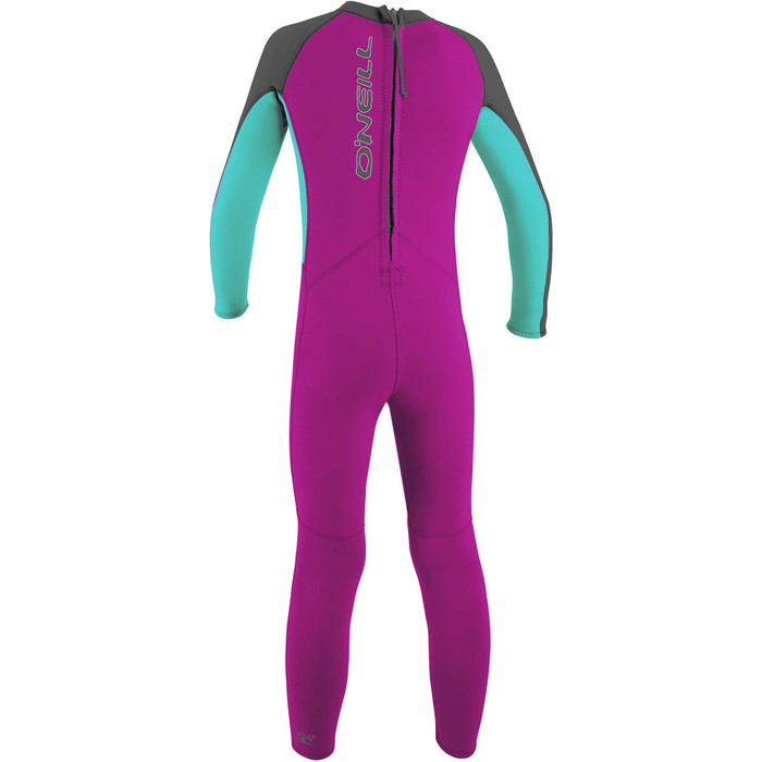 2024 O'Neill Toddler Girls Reactor 2mm Back Zip Wetsuit 4868G - Berry / Aqua